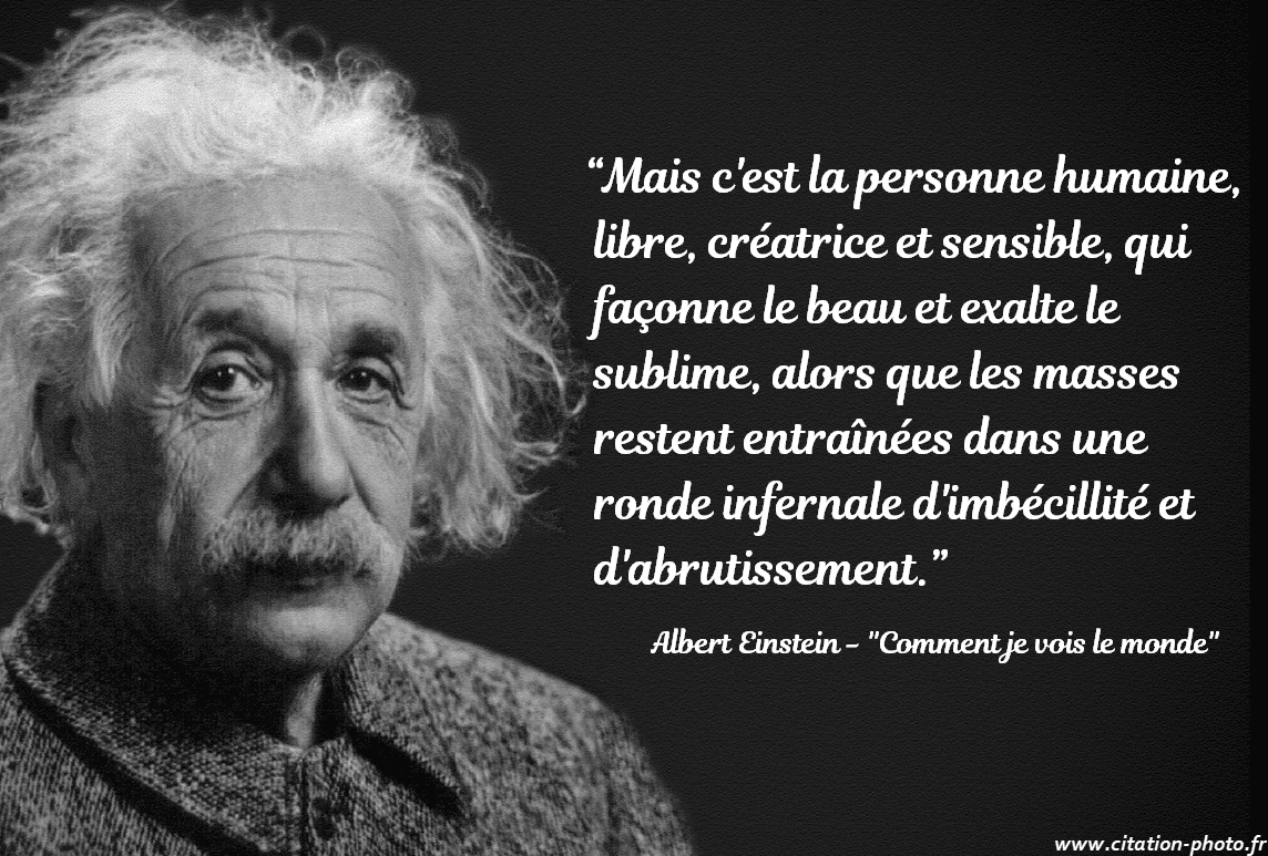 personne humaine, libre, créatrice et sensible, qui façonne le beau Einstein